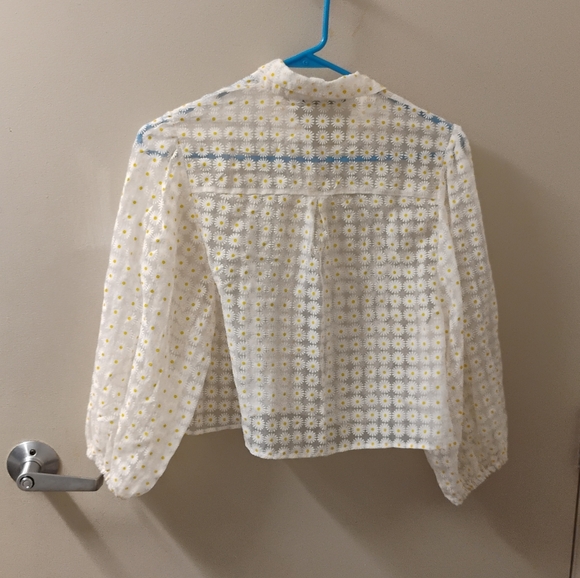 Zara Daisy Patterned Collared Button Down Top Sz S - Picture 3 of 4
